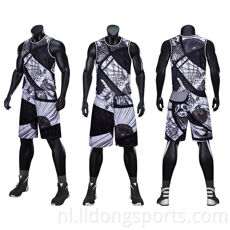 Sublimatie Gedrukte aangepaste Jersey Uniforme basketbalomkeerbaar met lage prijs